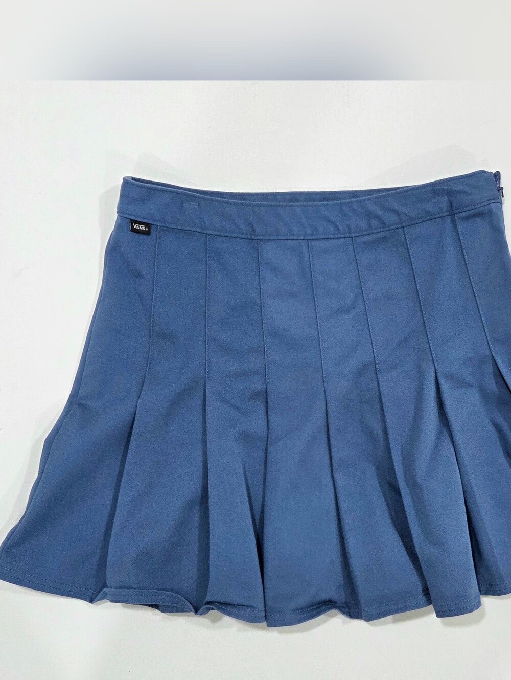 Vans Womens 30 Pleated Mini Skirt Blue Skater Streetwear Y2K Side Zip Logo